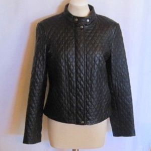 Danier Black Quilted Leather Jacket